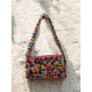 Upcycled Candy Wrapper Woven Purse Handmade Colorful Shoulder Bag
